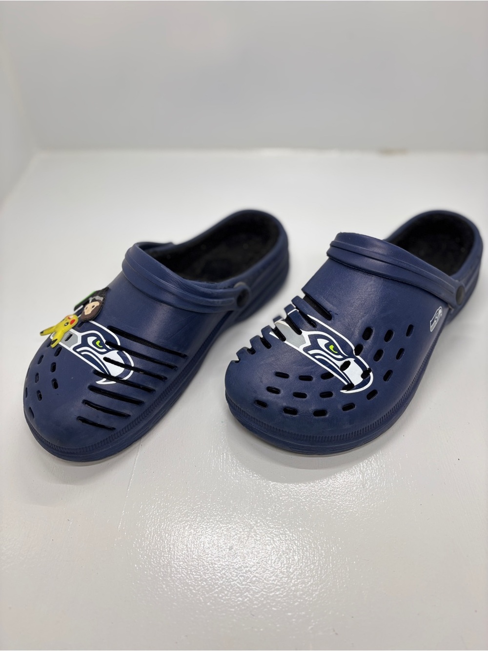 FOCO Seattle Seahawks Fleece Lined Clogs Men’s 9-10 Navy NFL Slip On Shoes - Picture 5 of 13